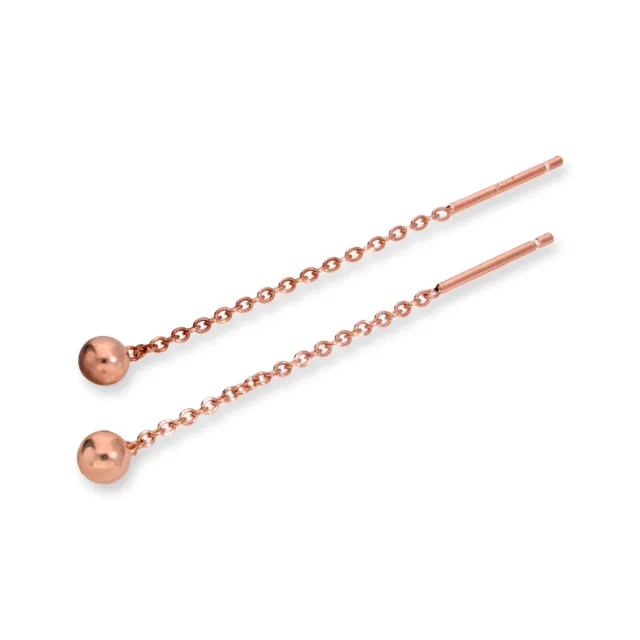 Rose Gold Plated Sterling Silver 4mm Ball Pull Through Earrings Thru
