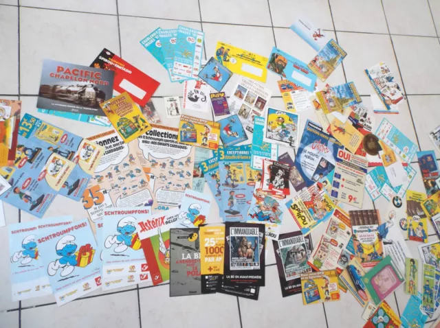 Gros lot de documents Publicitaires Spirou Dupuis Astérix Lucky Luke Gaston