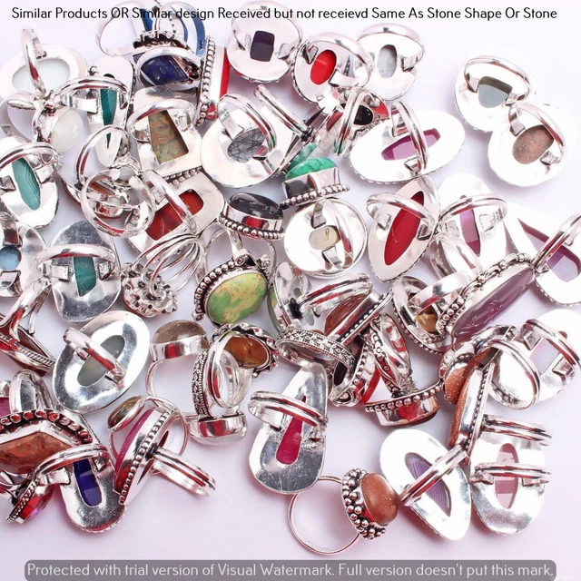 Coral & Mixed 50 Piece Wholesale Ring Lots 925 Sterling Silver Ring NRL-3990