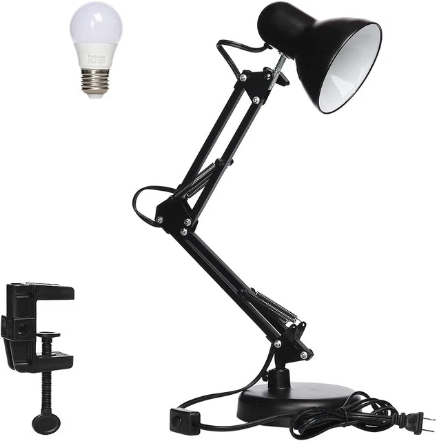 Gupuzm Led Desk Lamp with Clamp - Swing Arm Desk Lamp with 1 LED Cold Light Bulb