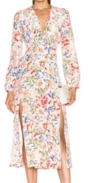 WOW! New Tags Rixo London "Camilla" long sleeve floral midi dress small $430