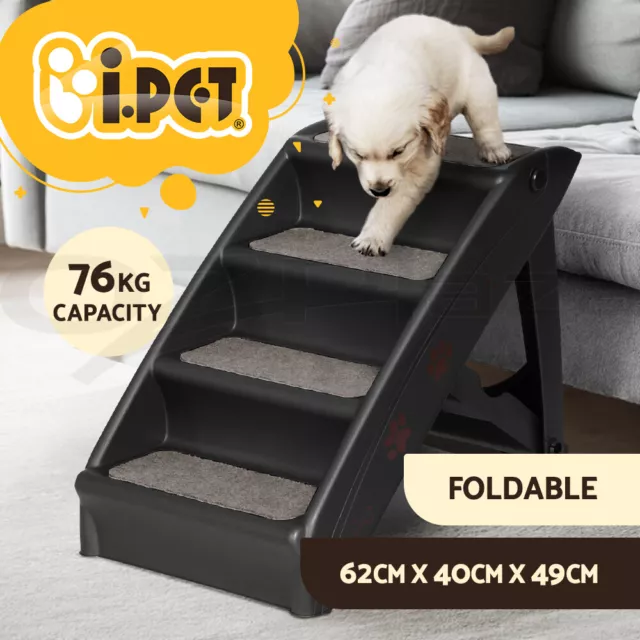 i.Pet Dog Ramp Steps For Bed Sofa Car Pet Stairs Ladder Indoor Foldable Portable