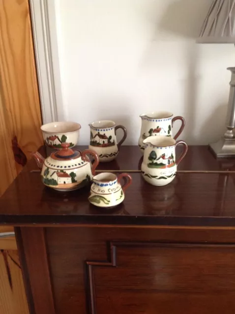 6 x Collection of motto ware pottery -Devon & Torquay inc Jugs Teapot