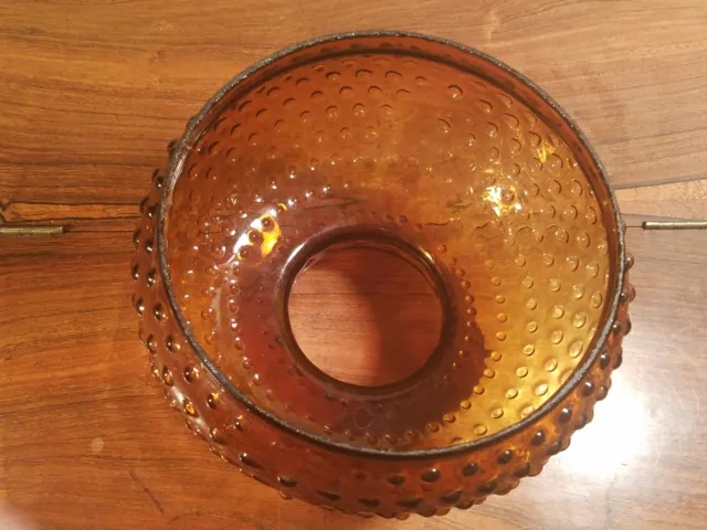 Vintage Dark Amber Hobnail Glass Oil Kerosene Lamp Shade 6