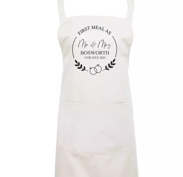 Wedding Apron - Mr and Mrs - First Meal as - Bride and Groom -  Bridal Bib