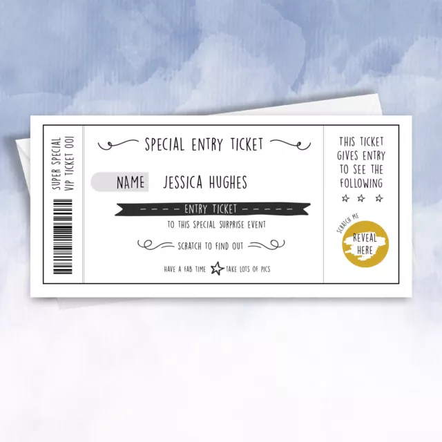 PERSONALISED fathers day ticket scratch off Band Reveal card Theatre show gig