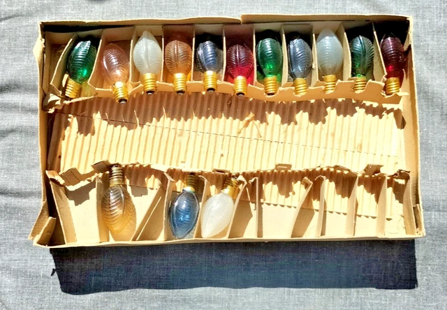 Lot De 14 Ampoules Guirlande Noël Anciennes 15v - Testées Avec Boîte D'origine