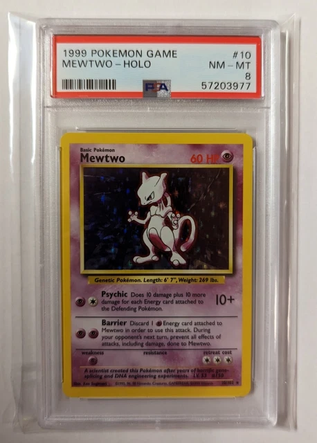 Pokemon Mewtwo 10/102 Holo Base PSA 8