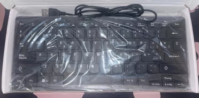 Ultra-thin Wired USB Mini Portable Spanish Keyboard For Desktop Computer 78 FOD