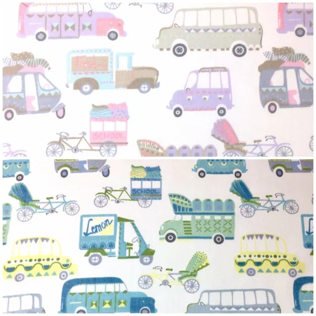 1/2 Metre Retro Cars Cartoon  *CHOOSE COLOUR* Kids  Sewing Quilting Fabric