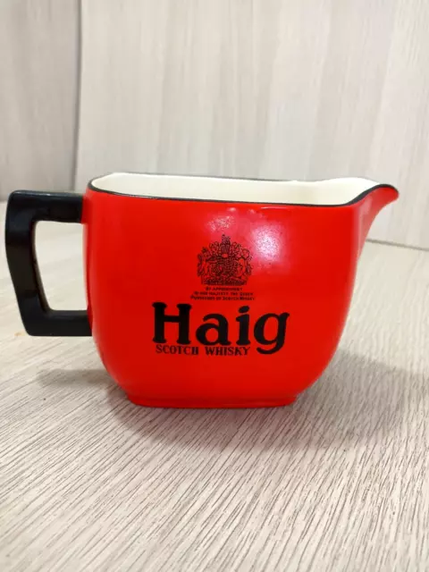 Vintage Haig Scotch Whisky Water Jug Carlton Ware Red Black Trim Man Cave