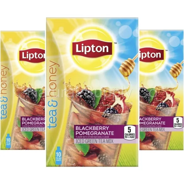 Lipton Tea & Honey To Go Packets BLACKBERRY POMEGRANATE Tea 3 Boxes, 9/22 READ