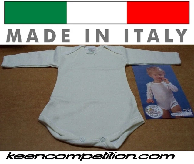 ★ Brezze 6 Body Neonato Baby Manica Lunga In Lana E Cotone Made In Italy ★