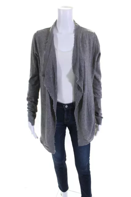 Zadig & Voltaire Womens Thin Knit Raw Hem Open Front Cardigan Light Gray Size M