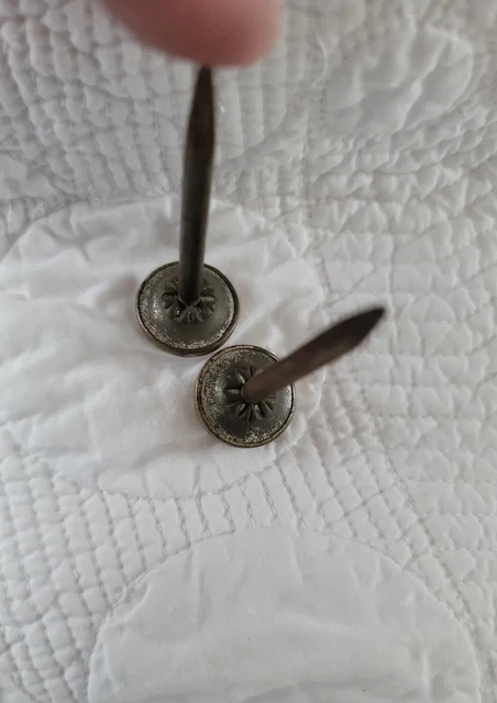 Antique 19th Century Sulphide Glass & Brass Curtain Tieback, Frame Hangers 7