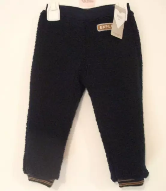 M&S Baby Boy Navy Lined Joggers/Trousers 18-24 Months Boucle BNWT Pull On