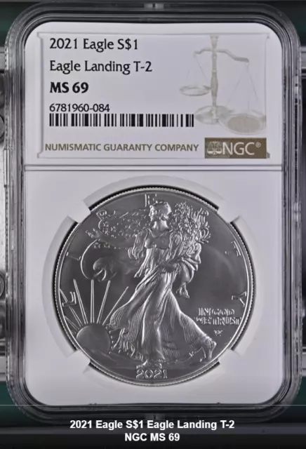 2021 Eagle $1 Eagle Landing T-2 MS69 NGC 1oz Silver