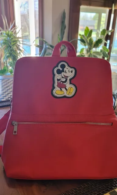 Disney Store Mickey Mouse Red Fashion Faux Leather Backpack Bag Purse Tote NEW!