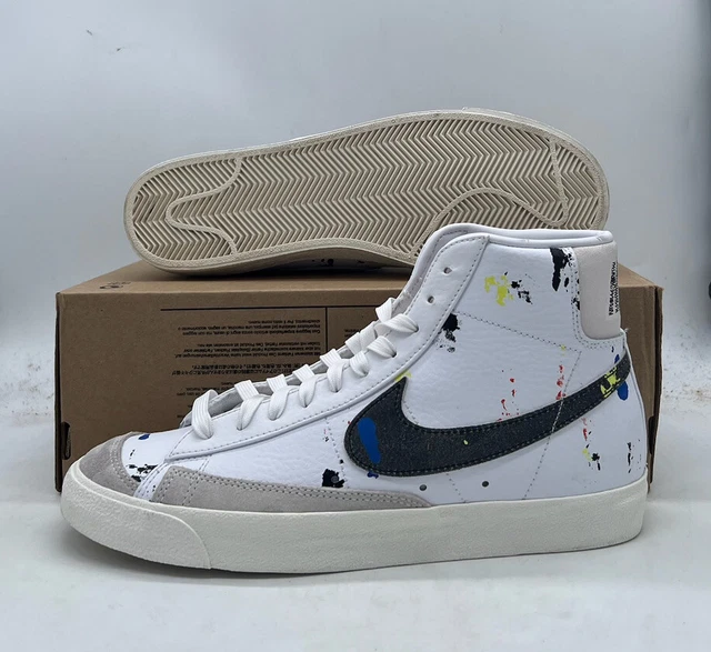 NIKE BLAZER MID 77 "Paint Splatter" White Blue Sneakers DC7331100 Mens