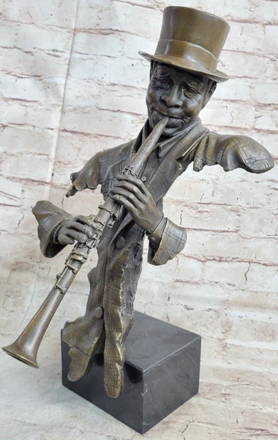 Clarinete Jugador Música Figura Figurita Hogar Oficina Bronce Decoración Estatua