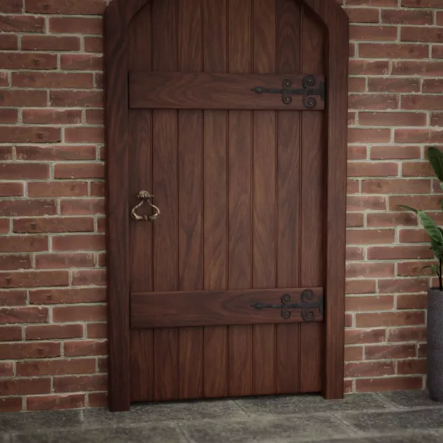 Black Wrought Iron Door Decorative Hinge 16" Spade Style Rust Resistant 4 Pieces 2
