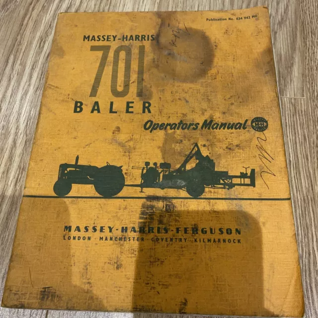 MASSEY HARRIS Ferguson 701 BALER Operators Manual MARCH 1955 634 942 M6 Original