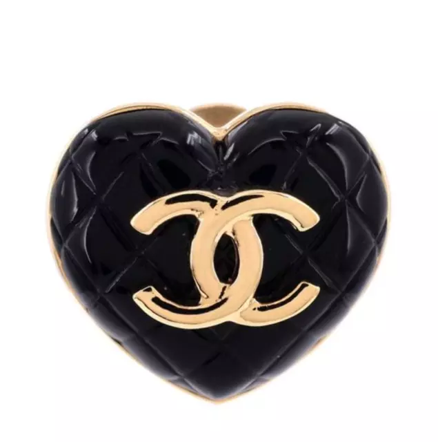 CHANEL 2022 BLACK Quilted Resin CC Heart Brooch $167.00 - PicClick