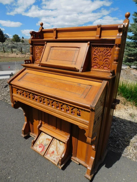 Antique c1910 Victorian Kimball Pump Organ Eastlake Walnut Keyboard Pristine 45W