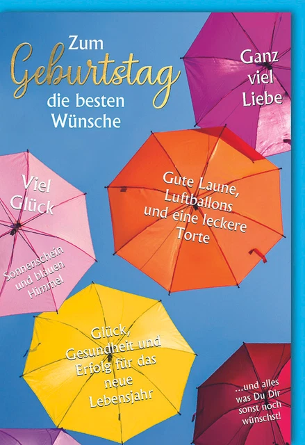 GEBURTSTAG GLÜCKWUNSCHKARTE im Format 11,5 x 17 cm mit Umschlag