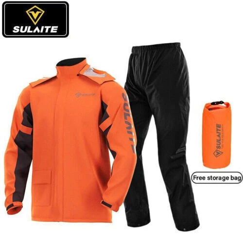 SULAITE MOTORCYCLE RAIN Suit Reflective Rain Jacket + Rain Pants w