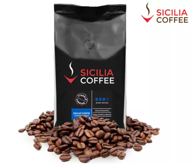 1kg Sicilia Coffee ***GROUND*** DECAF FORTE Freshly Roasted, SWISS WATER METHOD