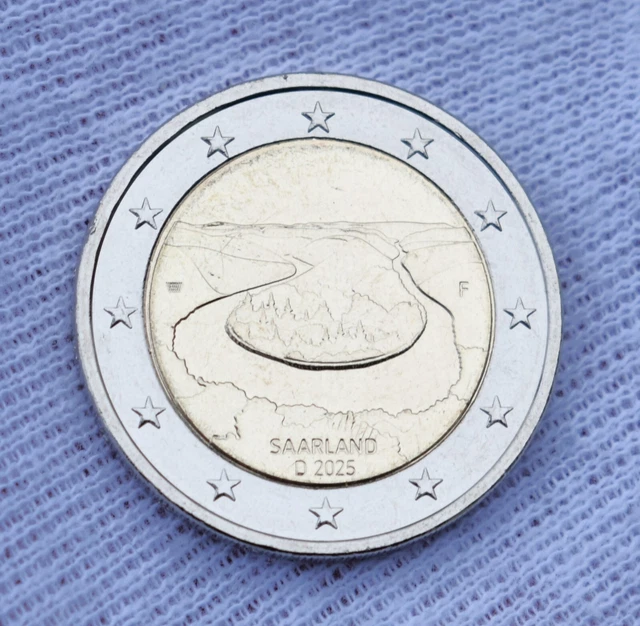 2 EURO GEDENKMÜNZE (Deutschland ,Saarland Saarschleife ) 2025 F Sammeln