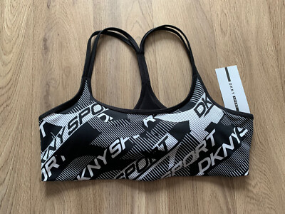 Reggiseno DKNY Active Sport Fashion Comfort taglia L nuovo con etichette in vendita $44,50 nero mix bianco 