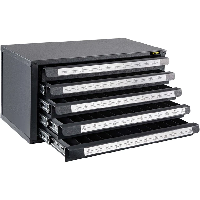 Drill Bit Dispenser Cabinet 60-Compartment Organizer 5 Drawer #1-60 Tool Box NEW