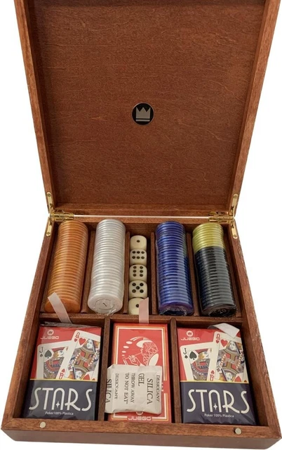 Coffret Poker En Bois – Jetons, Cartes Et Dés – Fabriqué En Italie