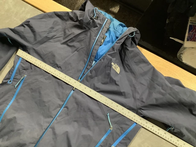 the north face mens hyvent blue rain coat waterproof jacket L with hood 7