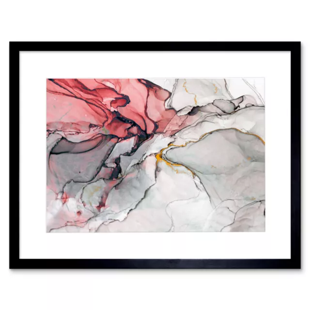 Abstract Swirl Paint Grey And Pink Art Print Framed Poster Wall Decor