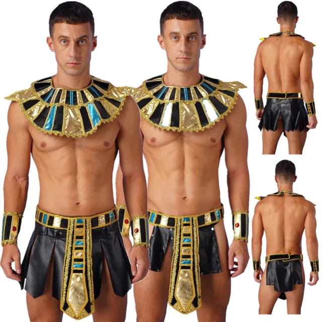 US Men's Ancient Greek God Costume Set Egyptian Roman Warrior Cosplay Costume 3