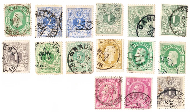 15 timbres Belgique / België / Belgium années 1880