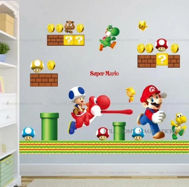 Super Mario Wall Decal Stickers Kids Bedroom Children Game Room Decor  Removable £6.99 - Picclick Uk