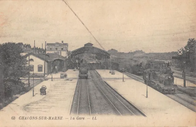 Cpa 51 Chalons Sur Marne / La Gare / Train