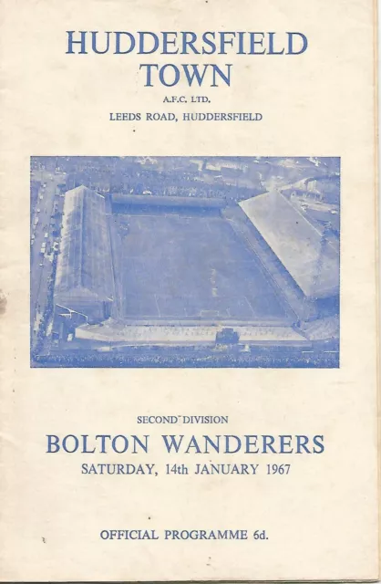 Football programme - Huddersfield Town v Bolton Wanderers - Div 2 - 1967