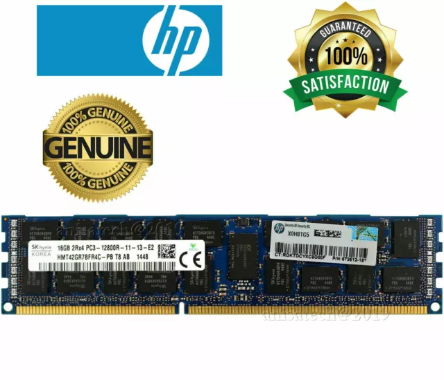 HP Hynix 16GB 2Rx4 PC3-12800R 1600MHz DDR3 ECC Server Memory RAM | 672612-181