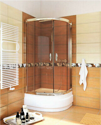 Dusche Duschkabine für tiefe Duschwanne Viertelkreis Klarglas 80x80 / 90x90x 170