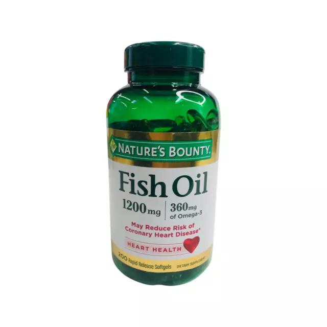 Nature's Bounty Fish Oil Omega-3 Heart Health 1200mg 200 Softgels Exp 05/24
