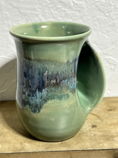 Clay in Motion Handwarmer Mug Stoneware Right Hand (Misty Green)
