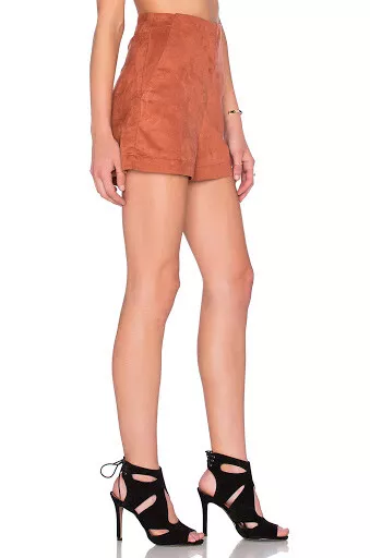 Sanctuary Clothing Womens Copper Marni Faux Suede Side Zip Shorts NWT 2