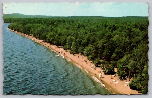 Sebago Lake Maine State Park Beach Scenic Aerial View Chrome Cancel WOB Postcard
