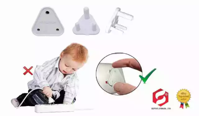 12 Sicherheitsstecker Steckerabdeckungen Schutz Baby Kindersicher Netzwerk Elektrisch Uk Verkäufer 3