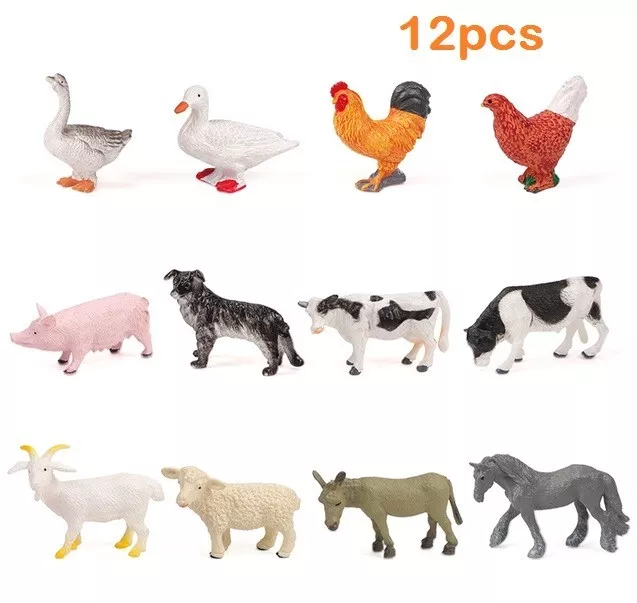 12pcs Duck Pig Cow Sheep Animal Toy PVC Action Figure Doll Kids Toys Party Gifts